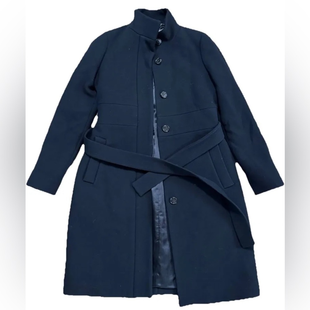 J. Crew Double Cloth Black Wool Midi Coat